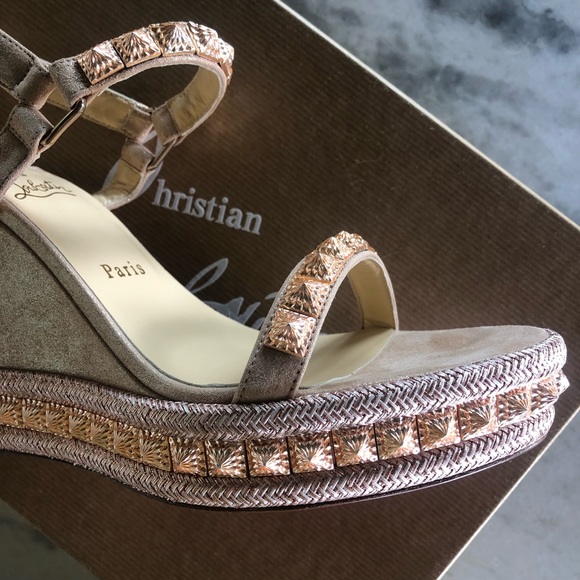 NWT Christian Louboutin Pyraclou 110 mm Suede Lame - Picture 5 of 13